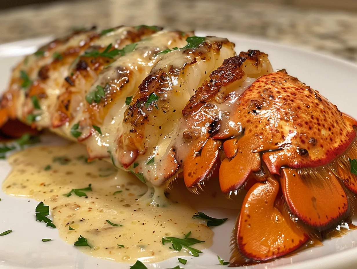 Creamy Garlic Butter Lobster Tails close-up