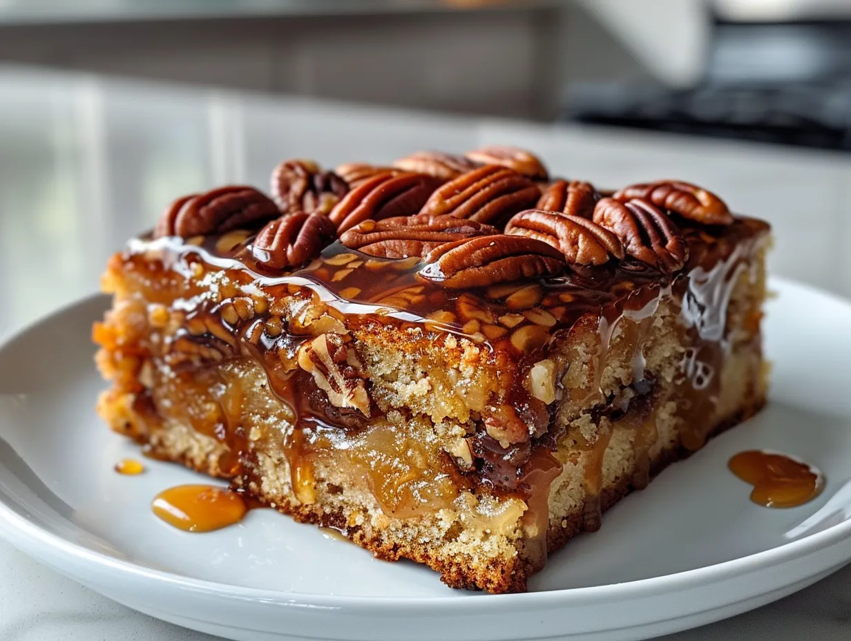 Decadent Caramel Banana Pecan Cake Delight