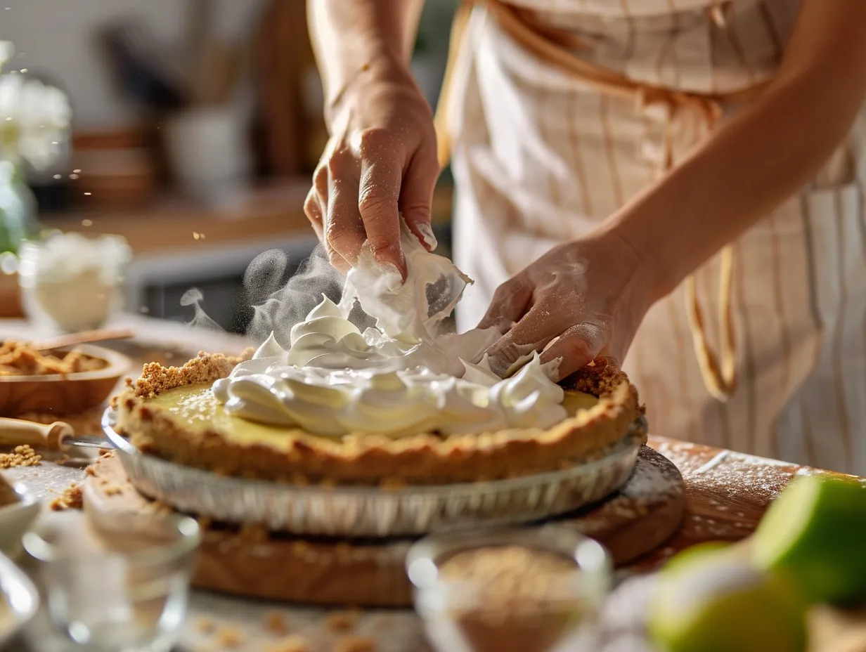In progress no-bake key lime pie