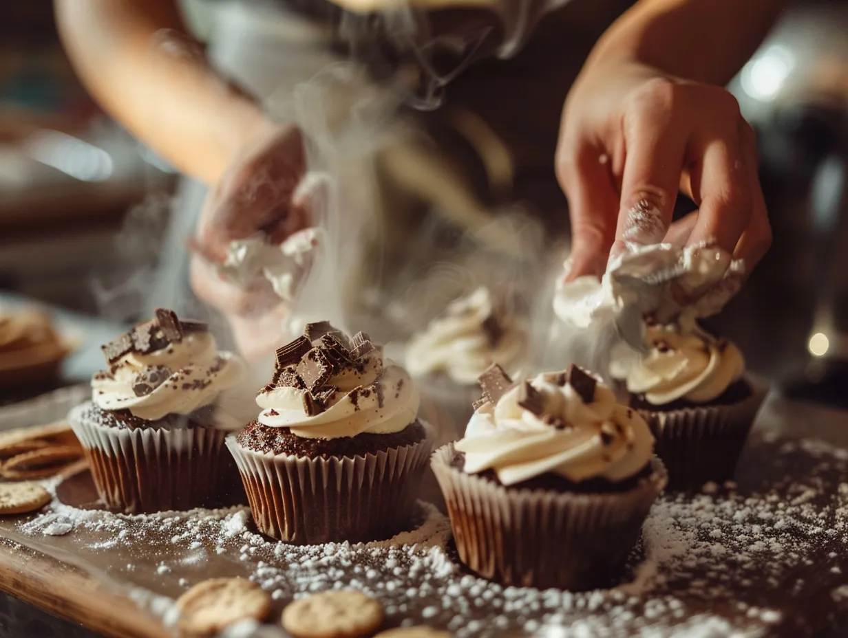 Making Decadent Chocolate Smores Cupcakes