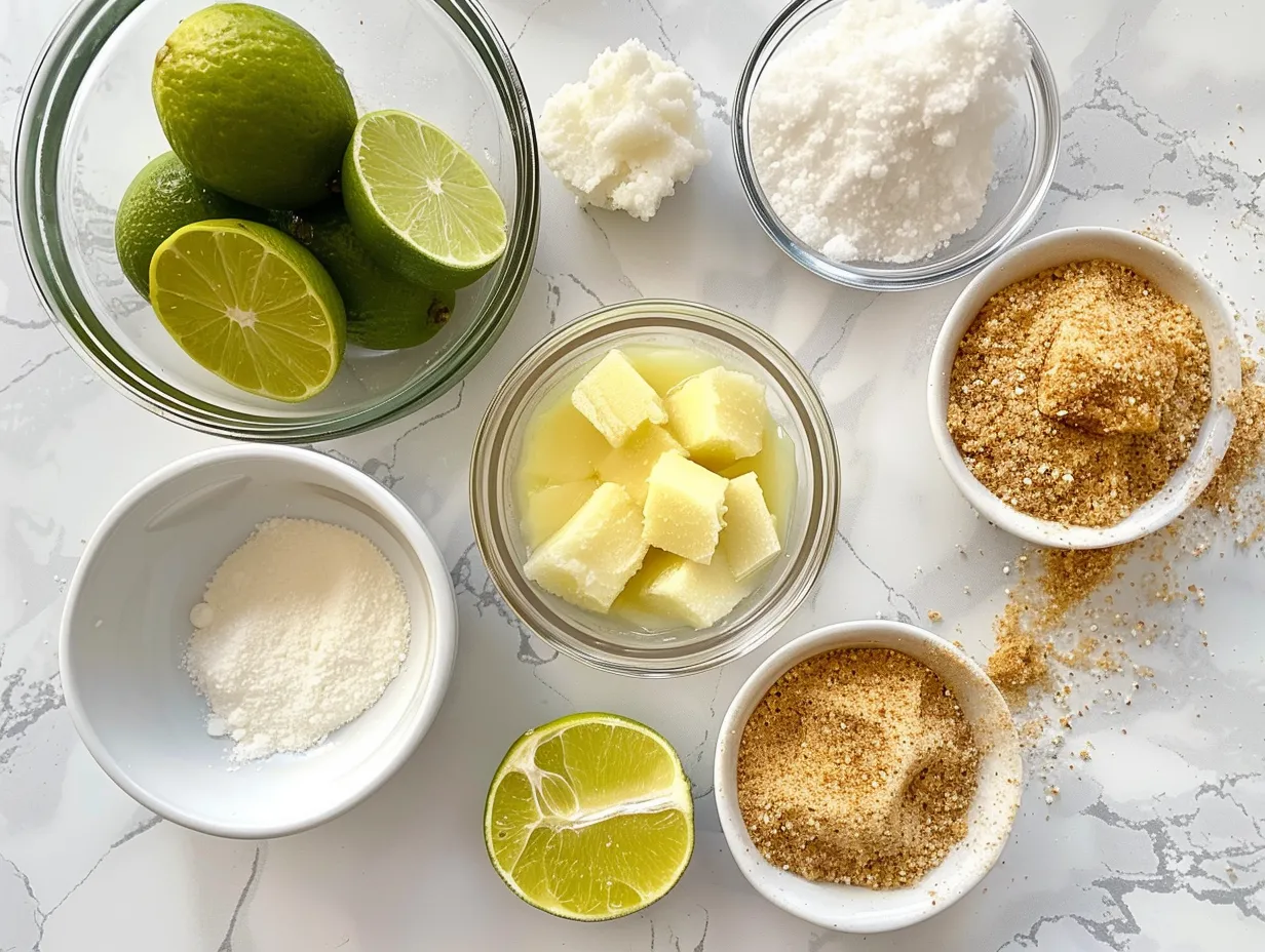 Raw ingredients for no-bake key lime pie