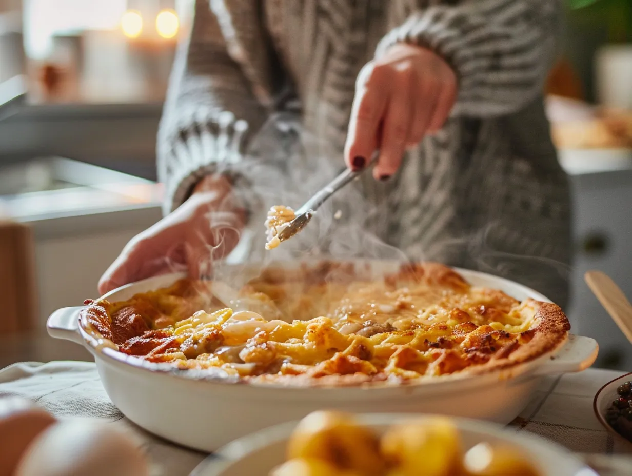 Sausage Maple Waffle Bake Cooking Process