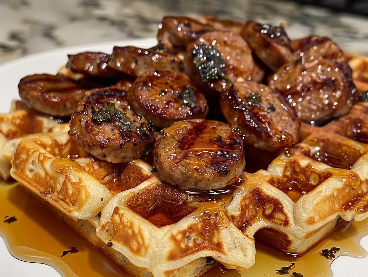 Sausage Maple Waffle Bake