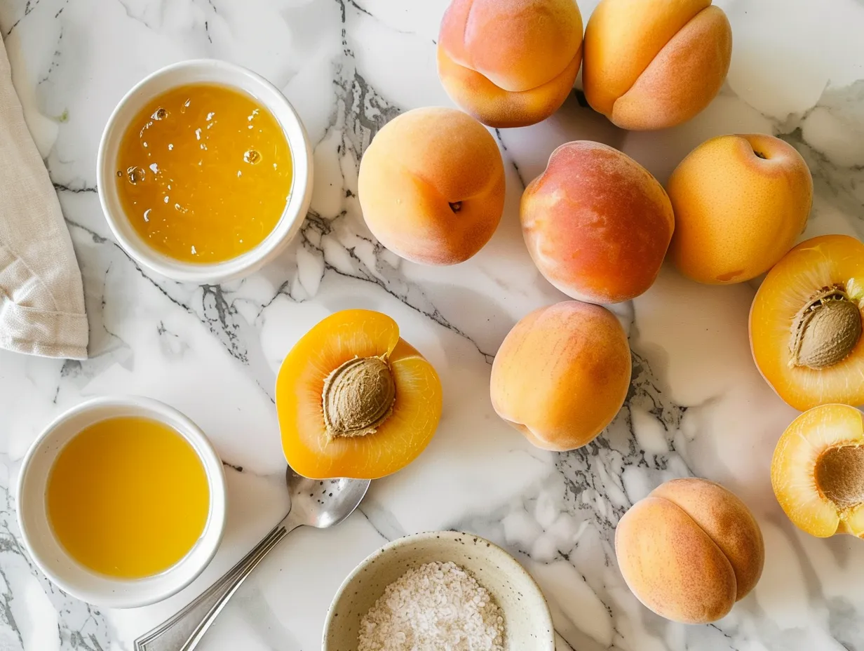 apricots sugar and lemon on marble