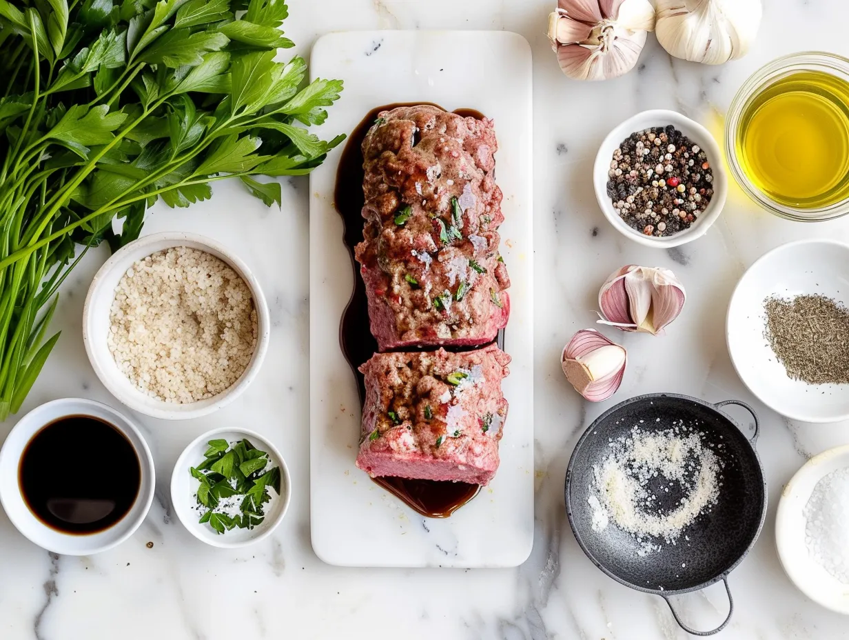 Ingredients for making Balsamic Glazed Meatloaf
