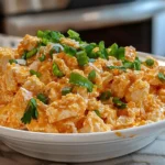 buffalo chicken cottage cheese bowl close up