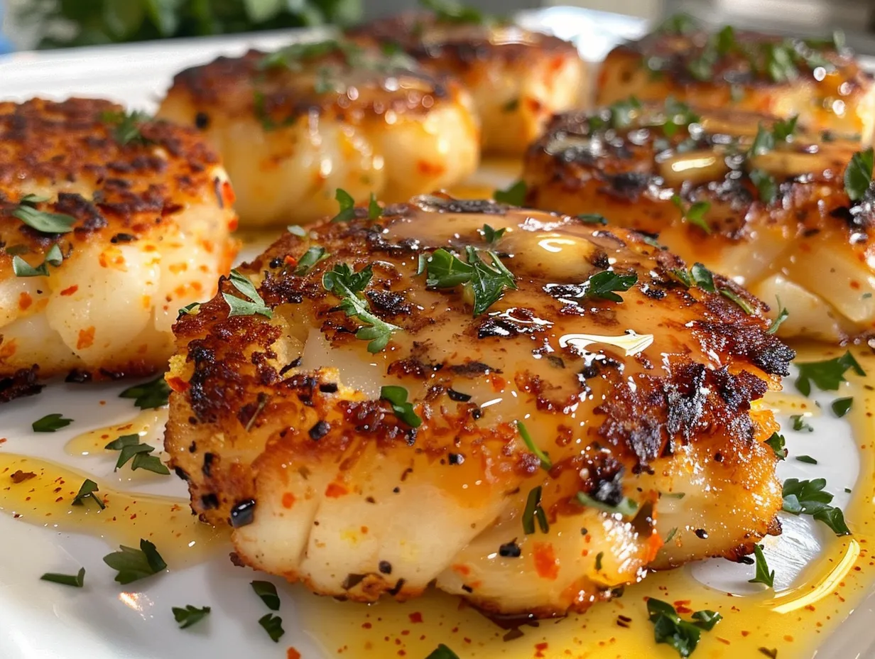 Cheddar Bay Crab Cakes with Lemon Butter Drizzle