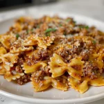 Cheesy Bowtie Pasta With Ground Beef