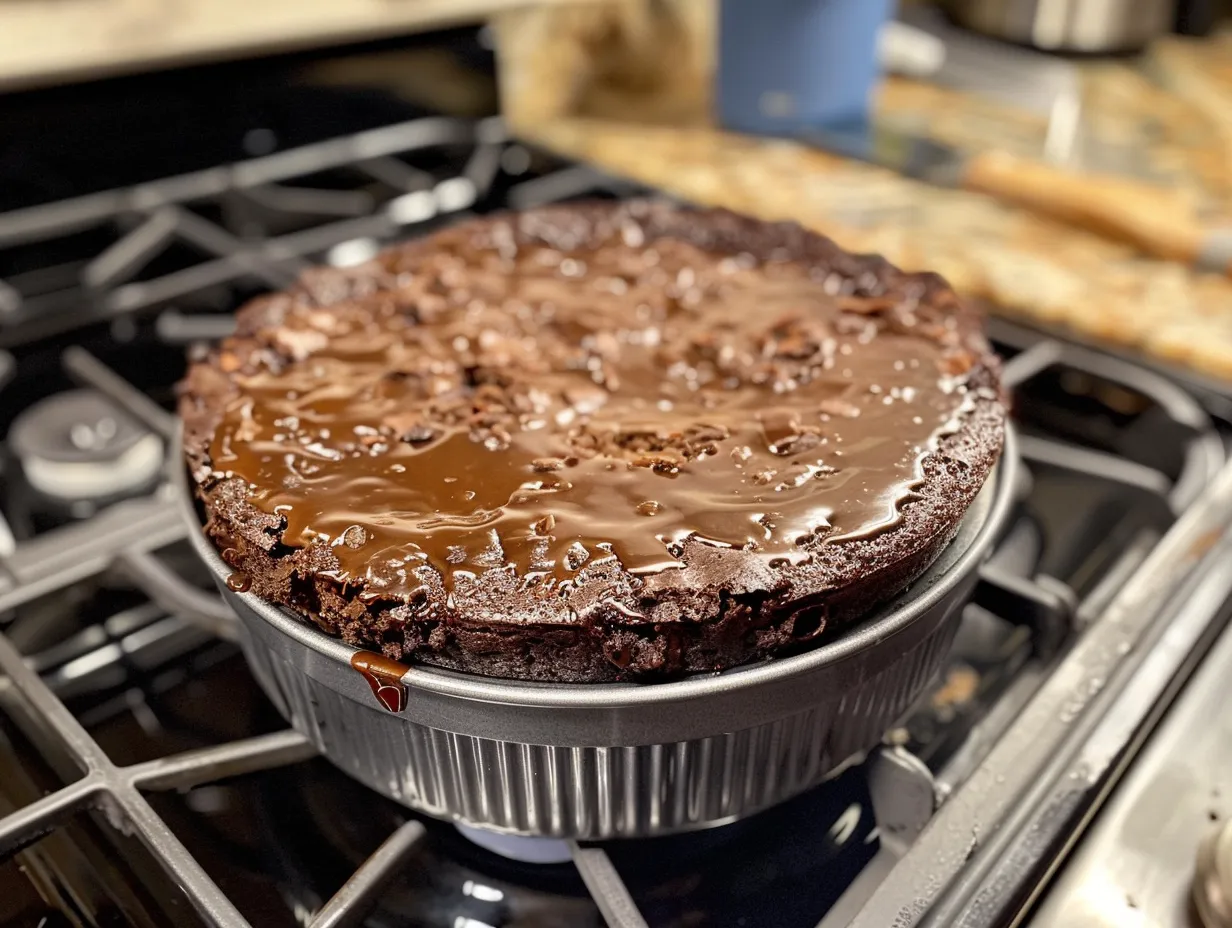 Chocolate Caramel Dump Cake Finished Product