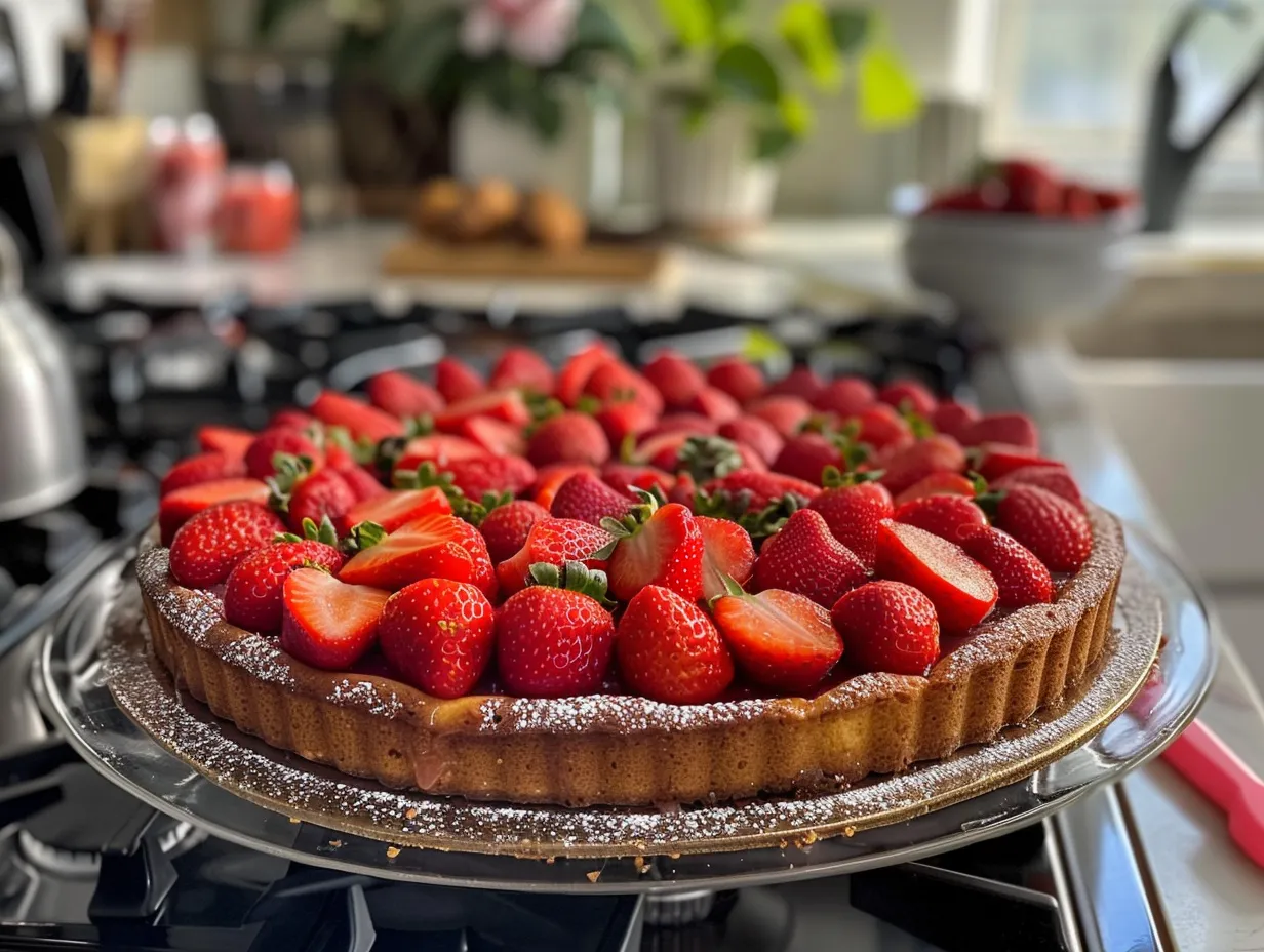 Close up of Delicious Strawberry Cake