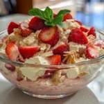 Creamy Strawberry Cheesecake Salad on a Display Table