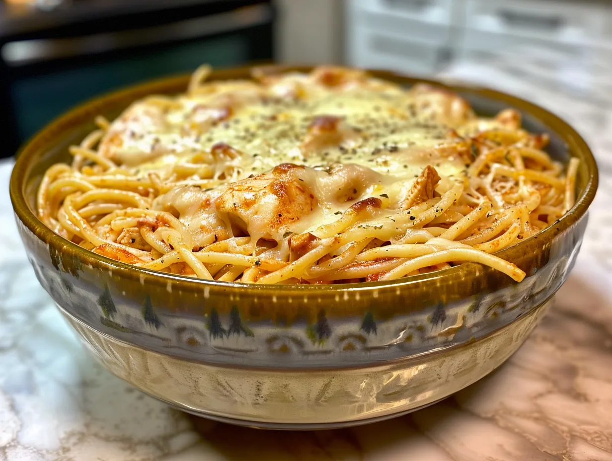 Crockpot Cheesy Chicken Spaghetti Overview