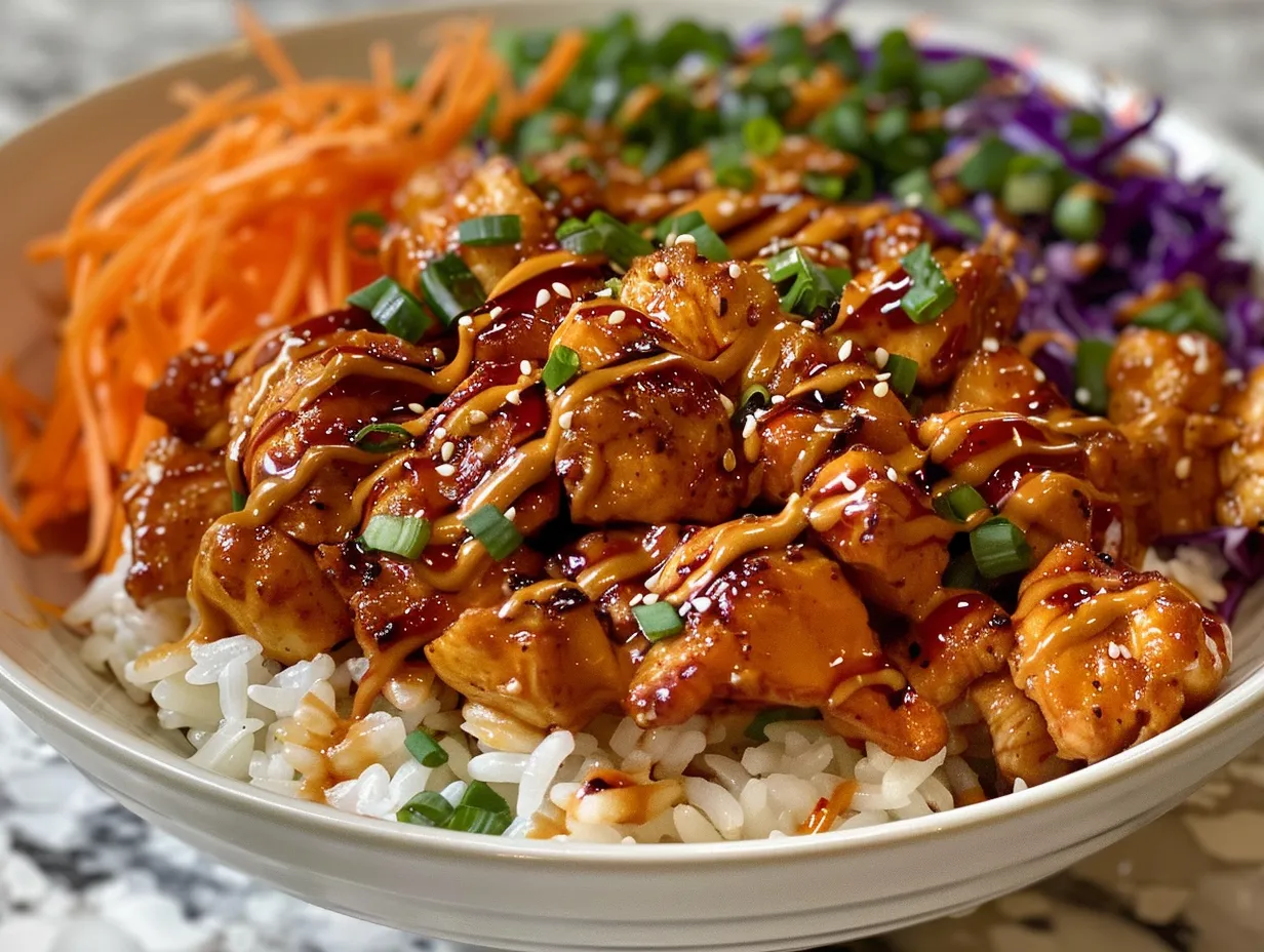 Delicious Bang Bang Chicken Bowl on a Table