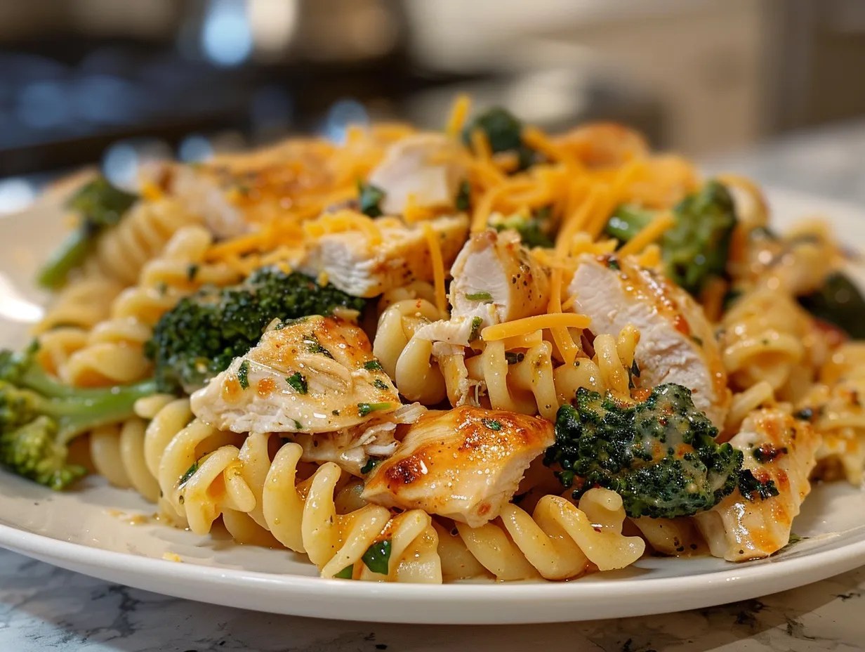 bbq ranch chicken pasta with broccoli and cheddar