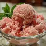 fresh mint ice cream with salted watermelon granita