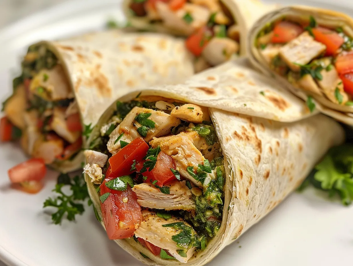 Delicious Bruschetta Chicken Pesto Wraps