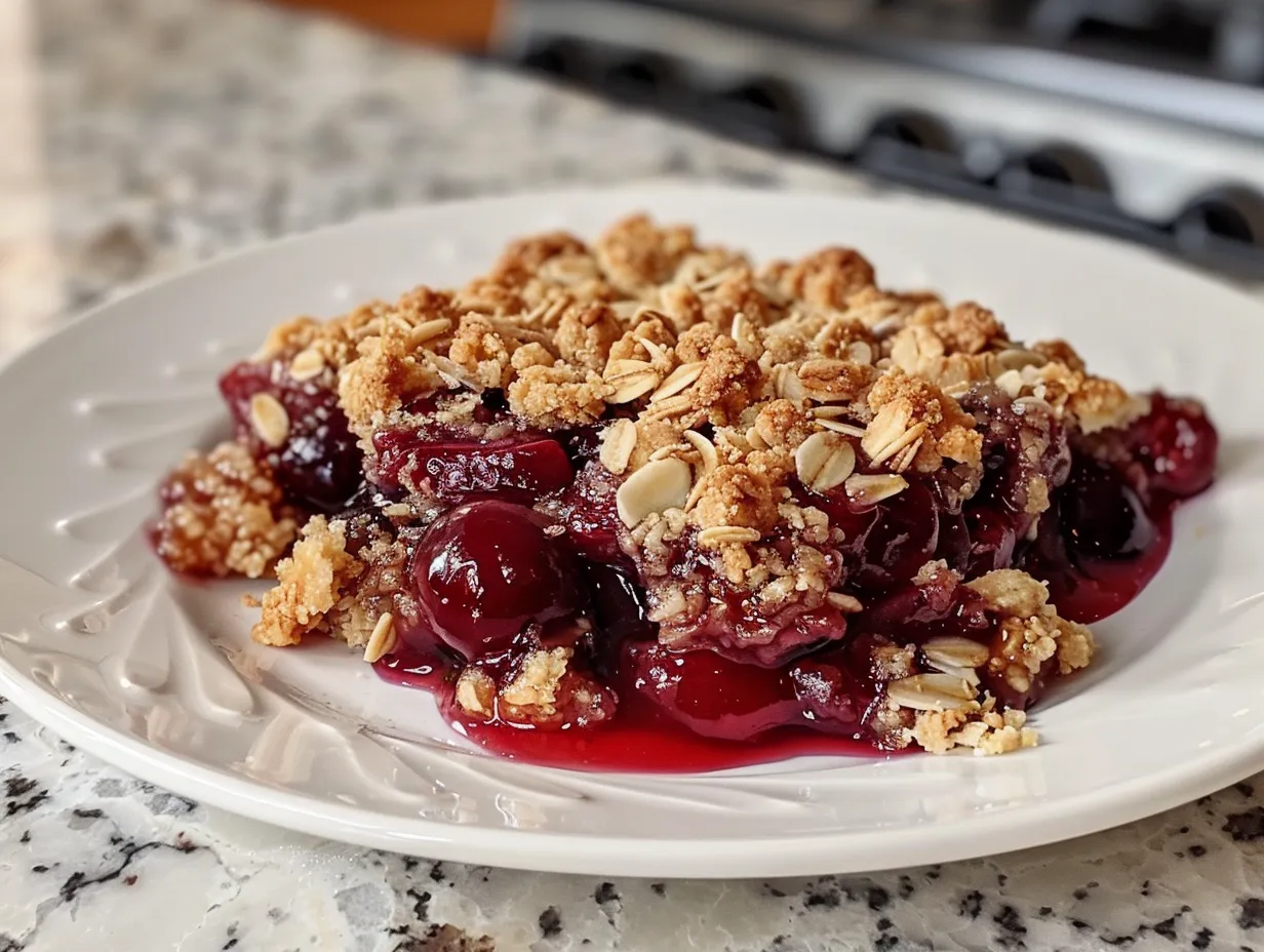 Delicious Cherry Almond Maple Crisp Dessert