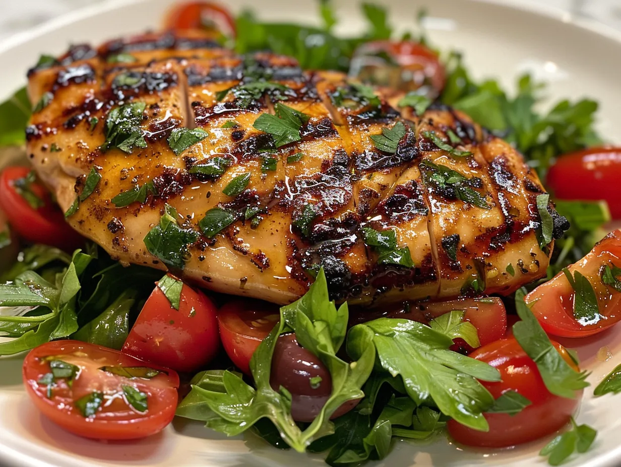 Delicious Greek Salad with Grilled Chicken