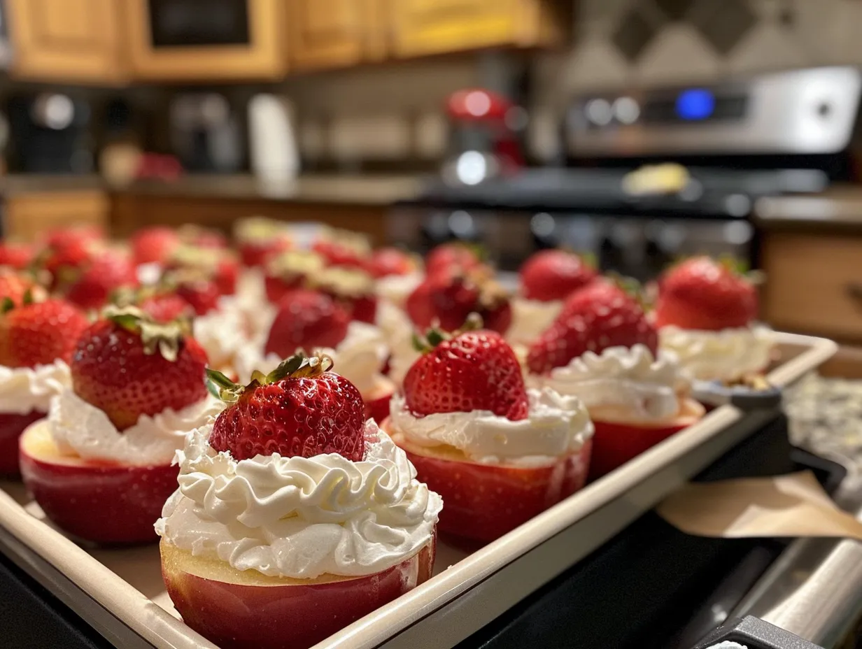 Delicious homemade strawberry cheesecake apples