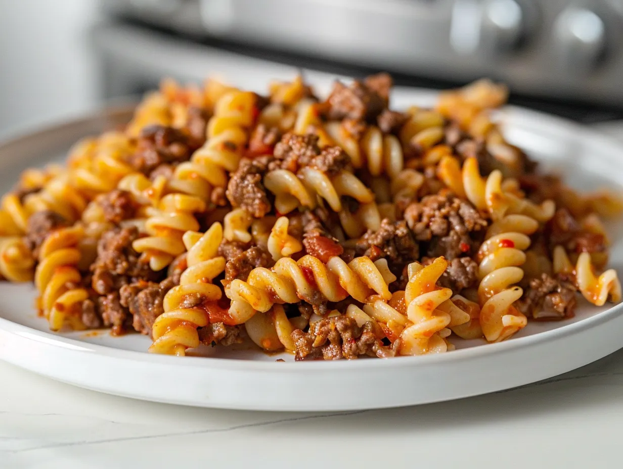 Delicious One-Pot Beef and Cheddar Ranch Pasta