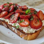 Delicious Roasted Strawberry Whipped Ricotta Toast
