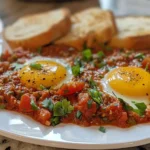 Shakshuka Recipe : Delicious Shakshuka on White Plate