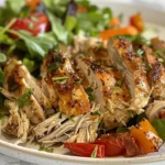 Delicious Shredded Chicken Plate with Roasted Veggies Salad
