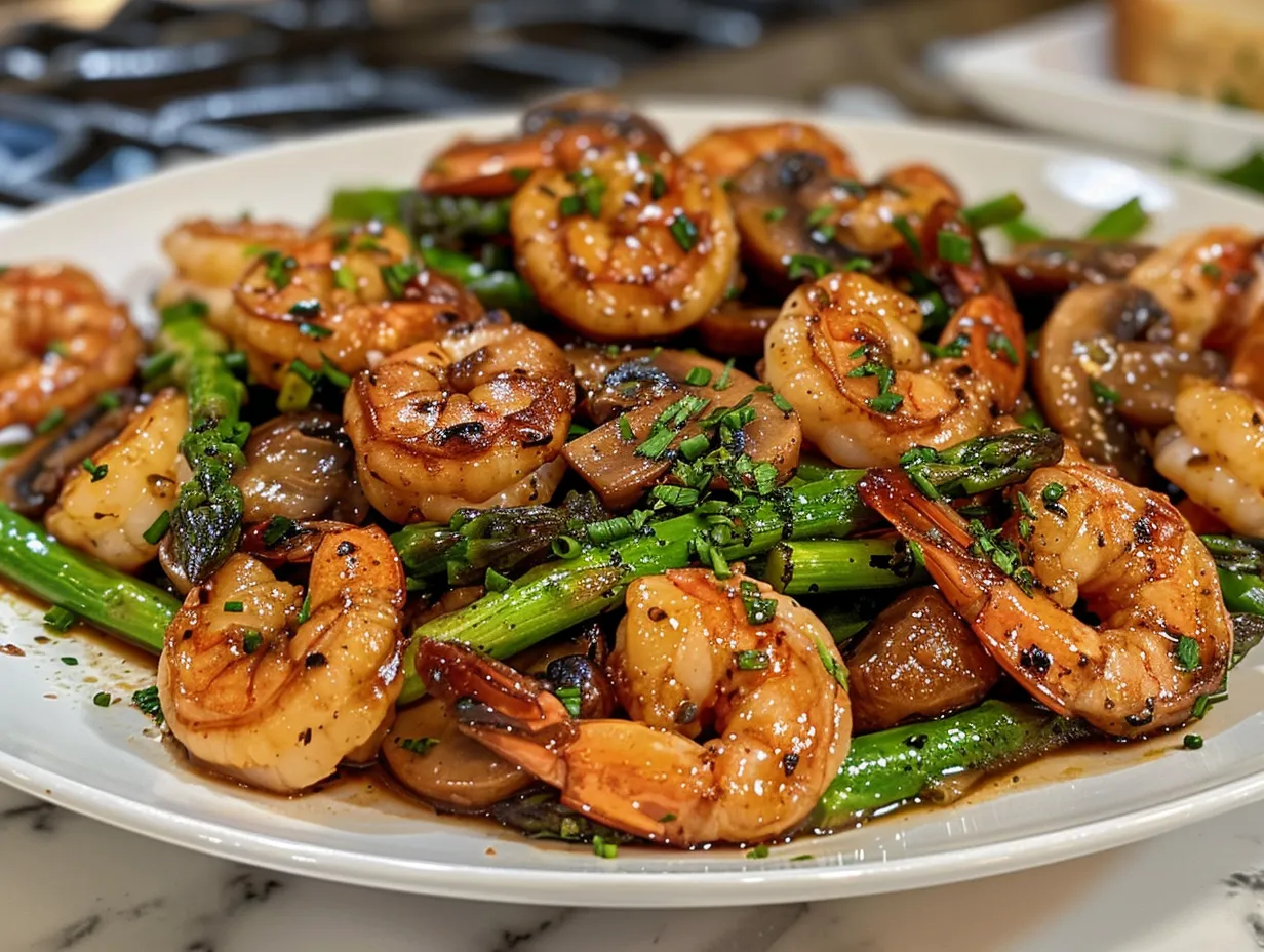 shrimp and asparagus stir-fry with mushrooms