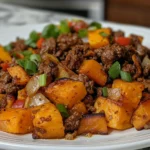 Delicious Southwest Ground Beef and Sweet Potato Skillet