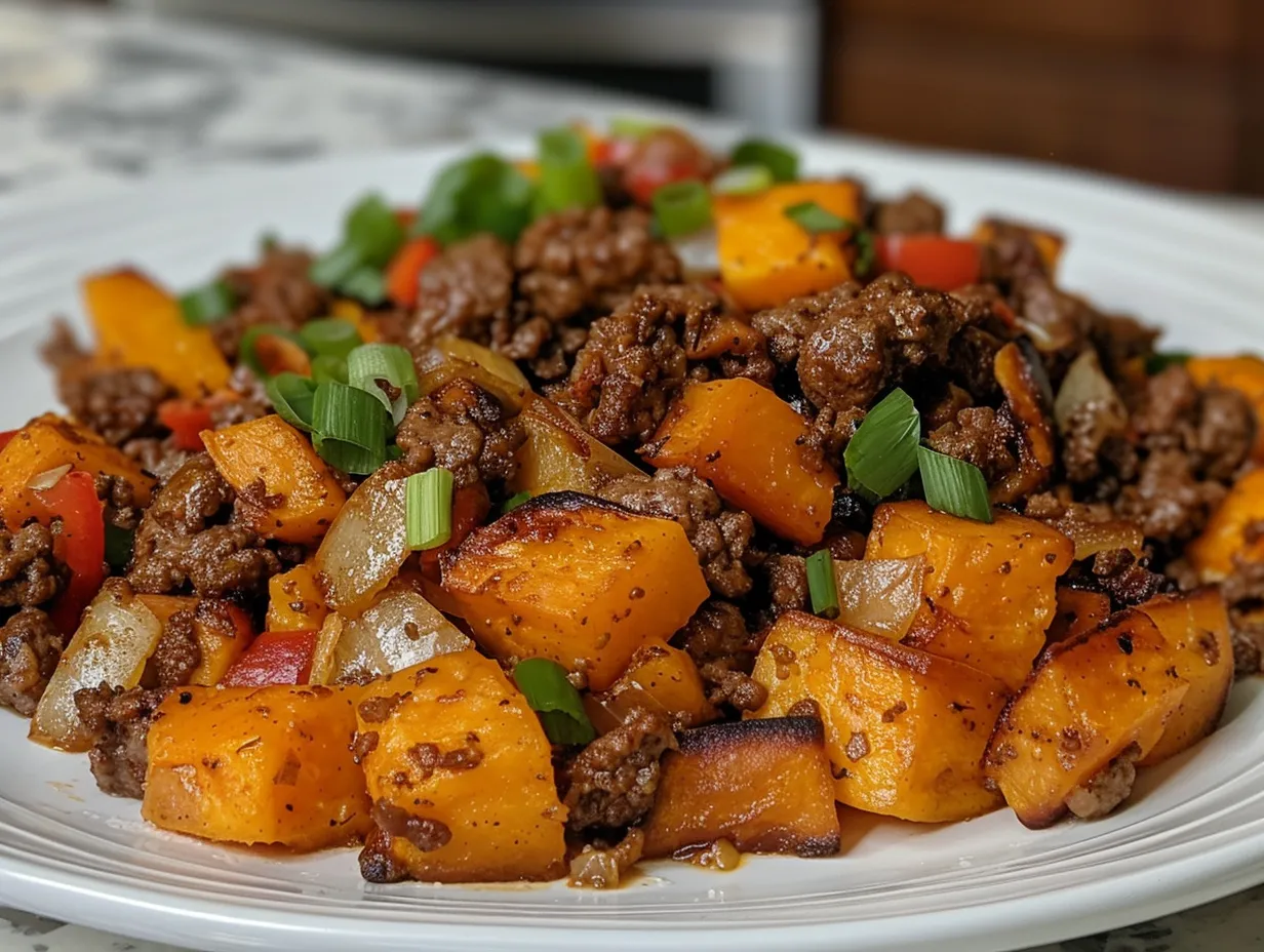 Delicious Southwest Ground Beef and Sweet Potato Skillet