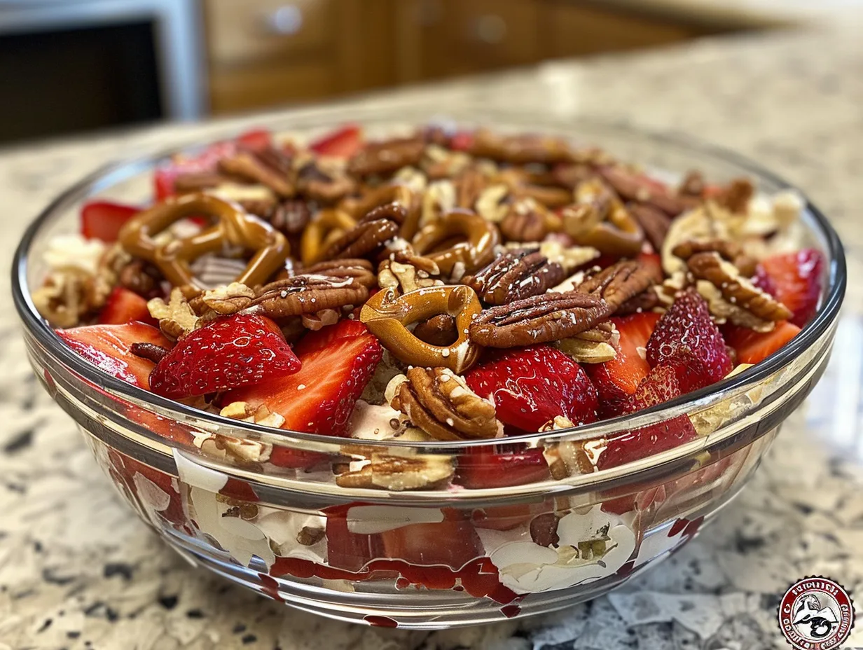 Delicious Strawberry Pecan Pretzel Salad