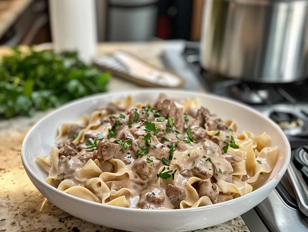 Enjoy your homemade Slow Cooker Beef Stroganoff