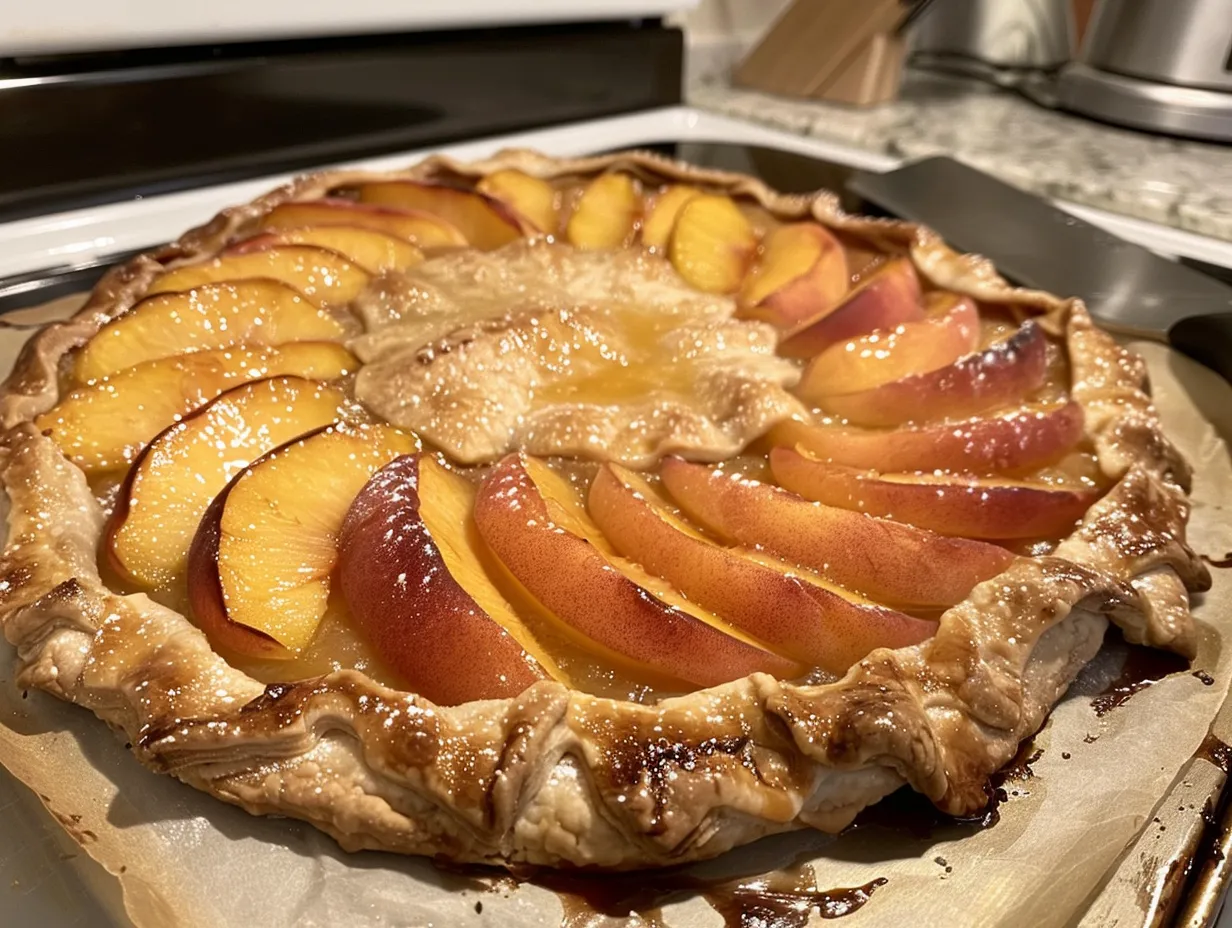 enjoying a slice of peach galette