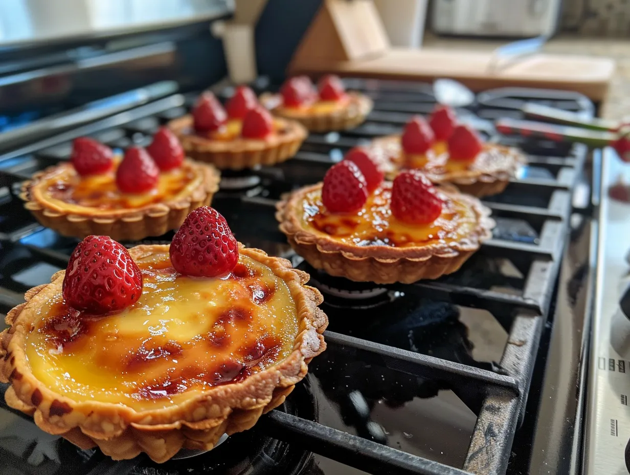 Enjoying Homemade Strawberry Honey Custard Tarts