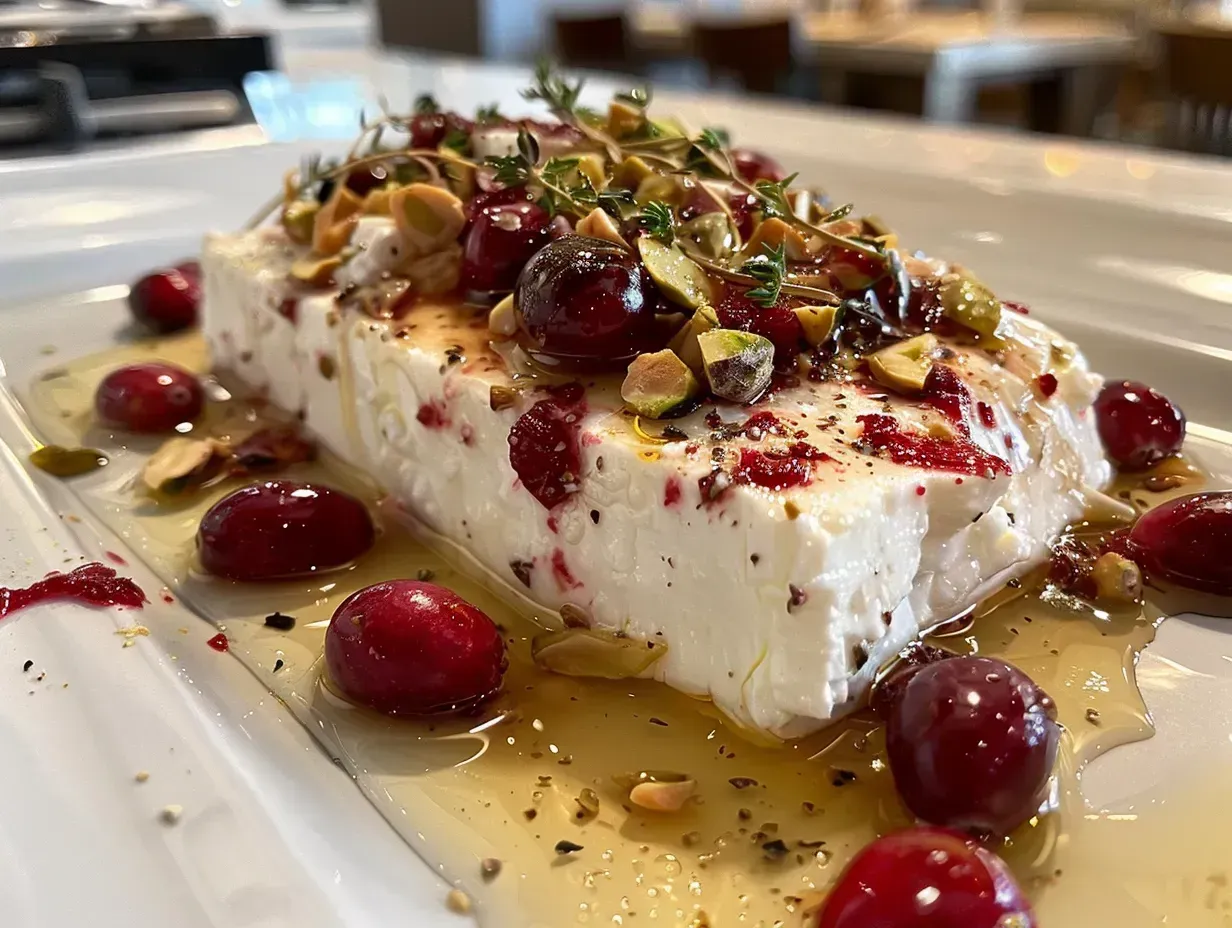 Feta Dip with Honey Pistachios and Cranberries Appetizer