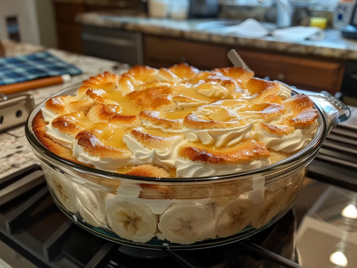 Finished banana pudding poke cake