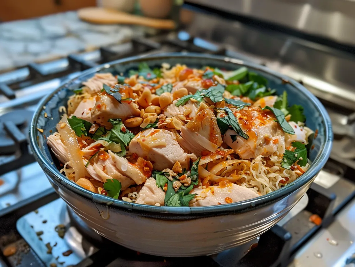 finished bang bang chicken bowl