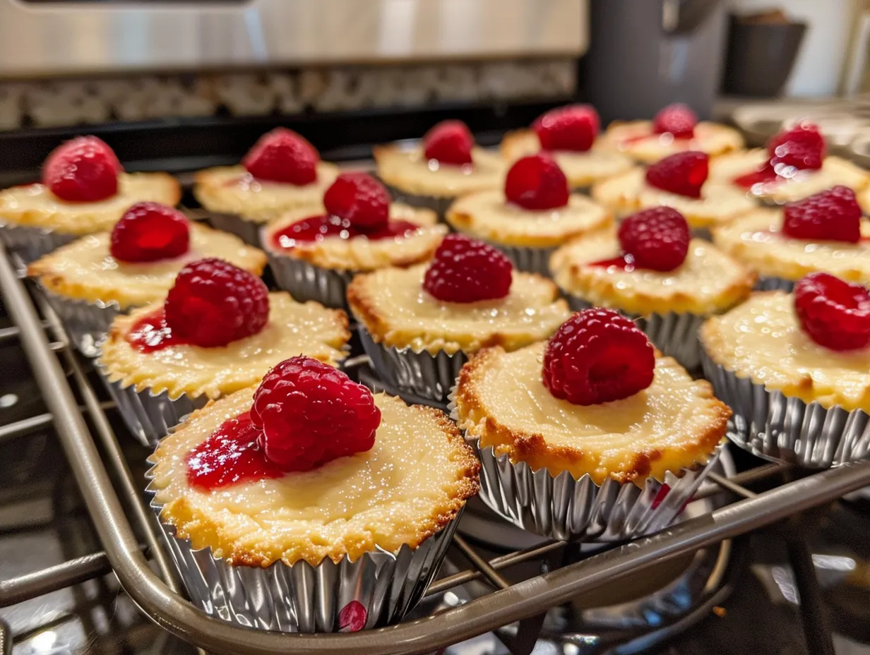 Finished cheesecake raspberry bites ready to enjoy