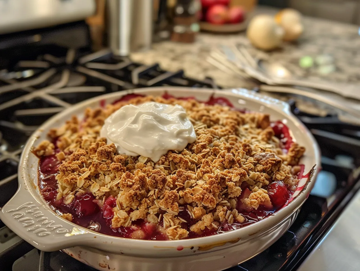 Finished Cherry Almond Maple Crisp