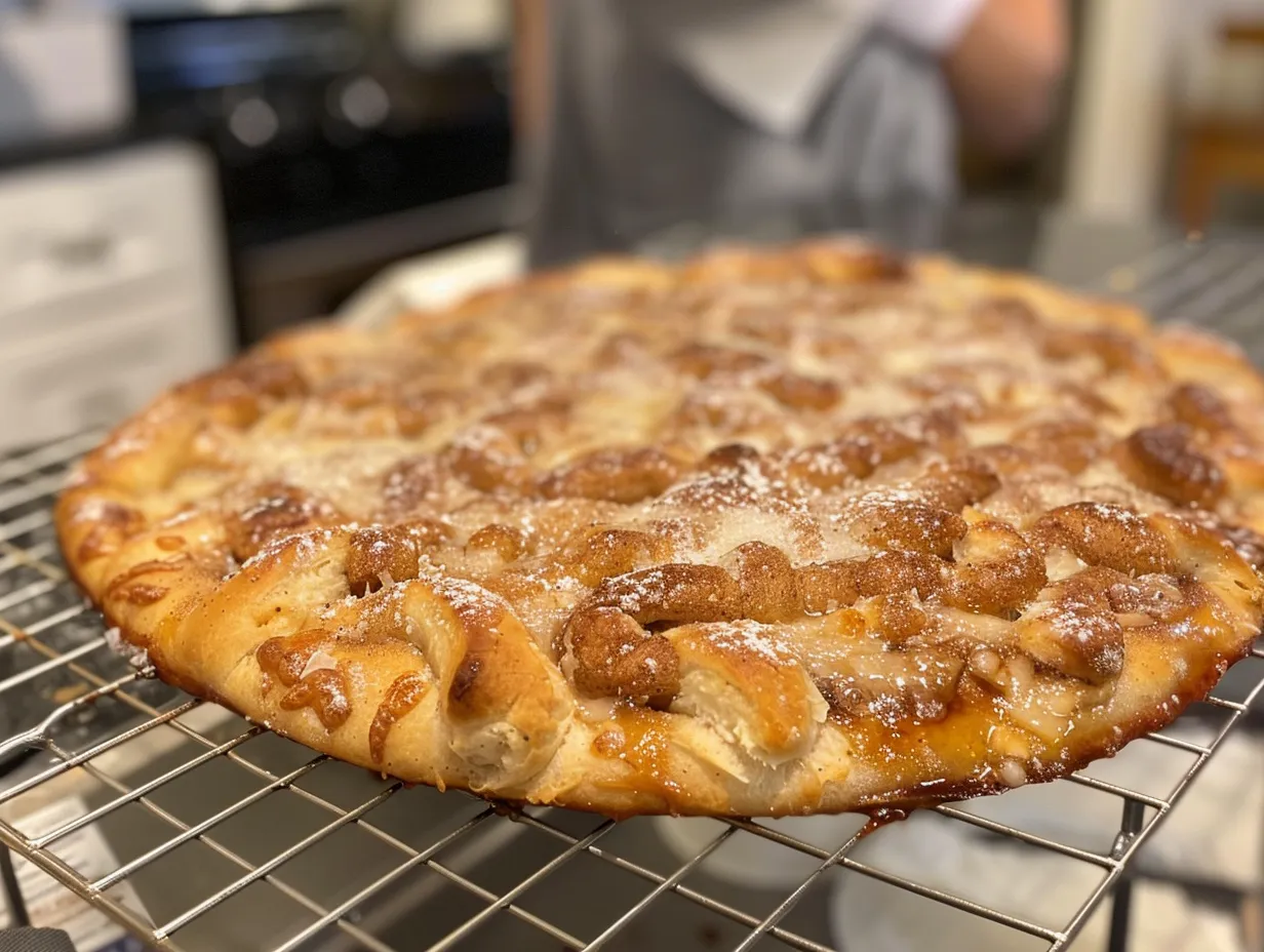 Finished cinnamon sugar pizza