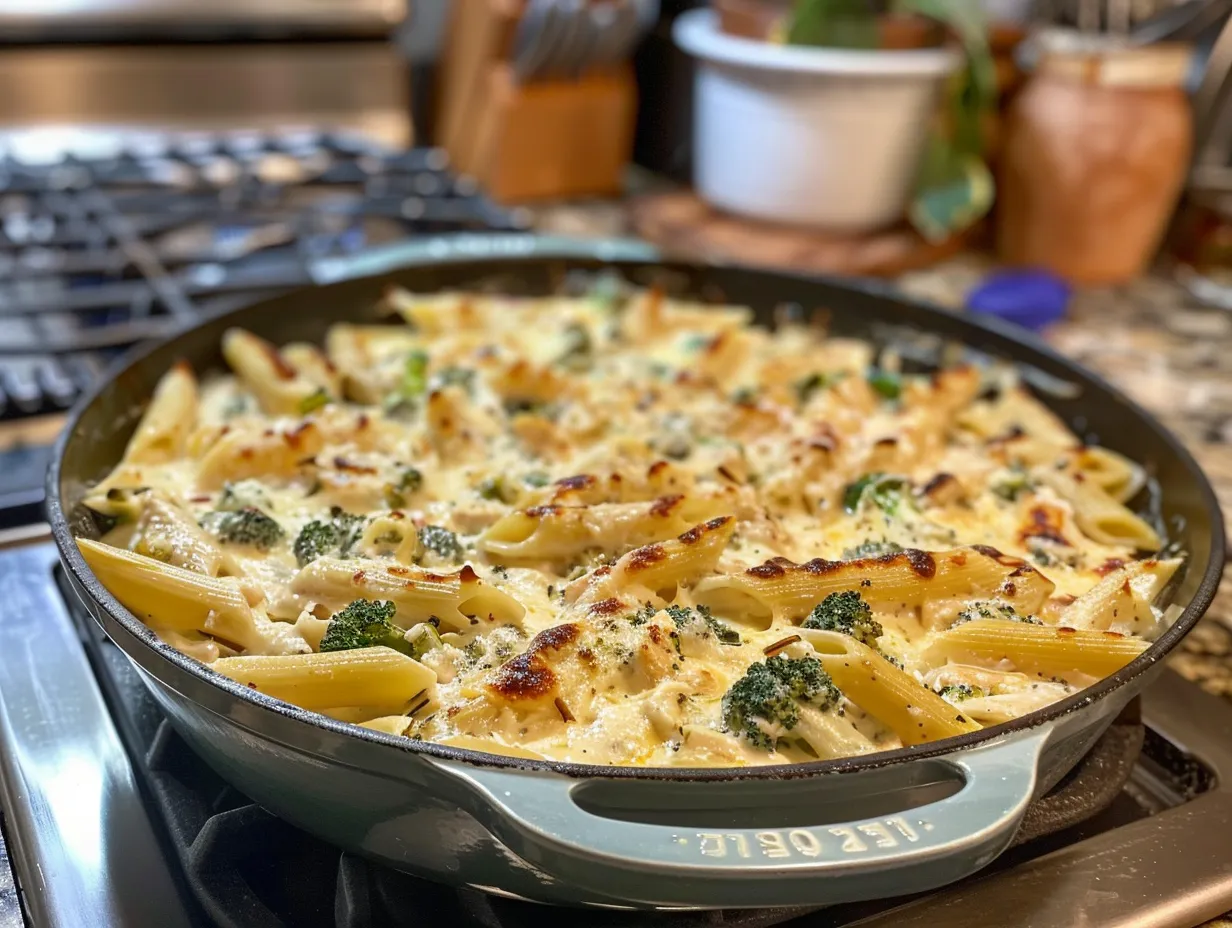 finished creamy broccoli and chicken penne