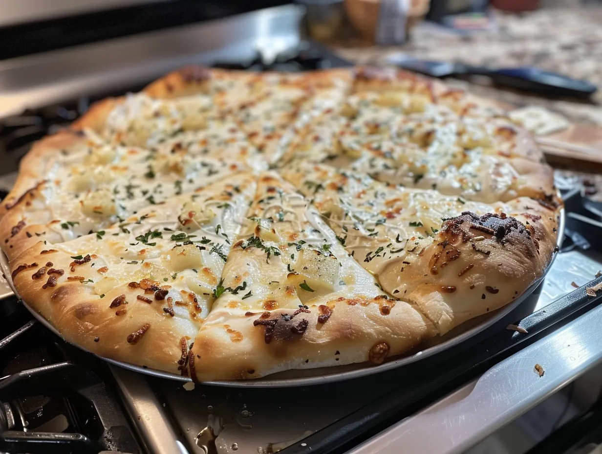 Finished Dreamy White Garlic Pizza