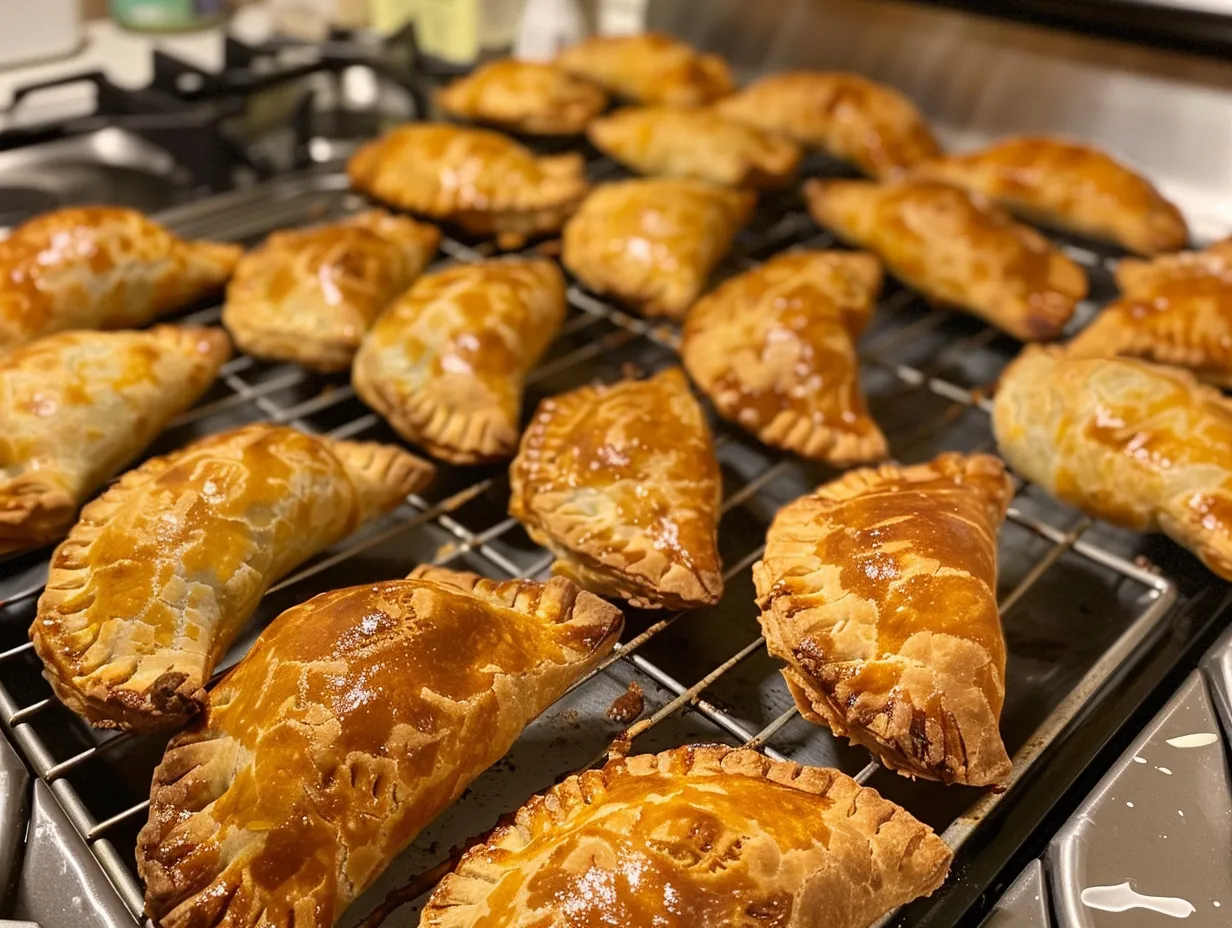 Finished fried hand pies on display