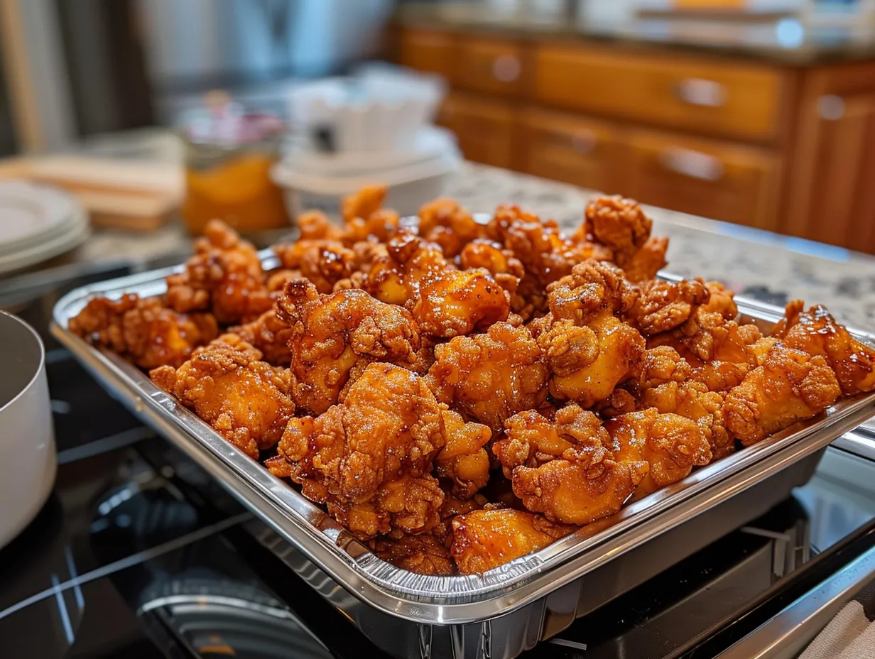 Finished Honey BBQ Popcorn Chicken