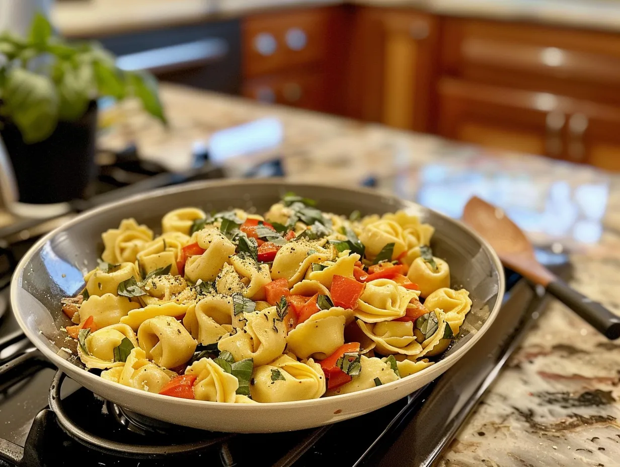 Finished Hot Honey Tortellini Pasta Salad