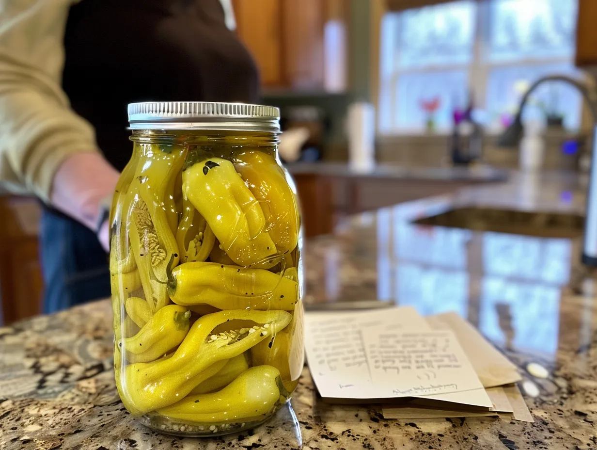 Finished Jars of Homemade Pickled Banana Peppers