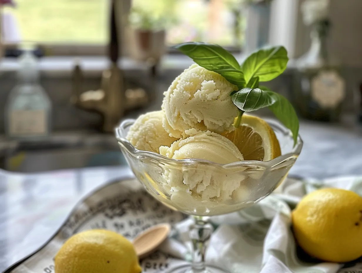 Finished Lemon Basil Sorbet