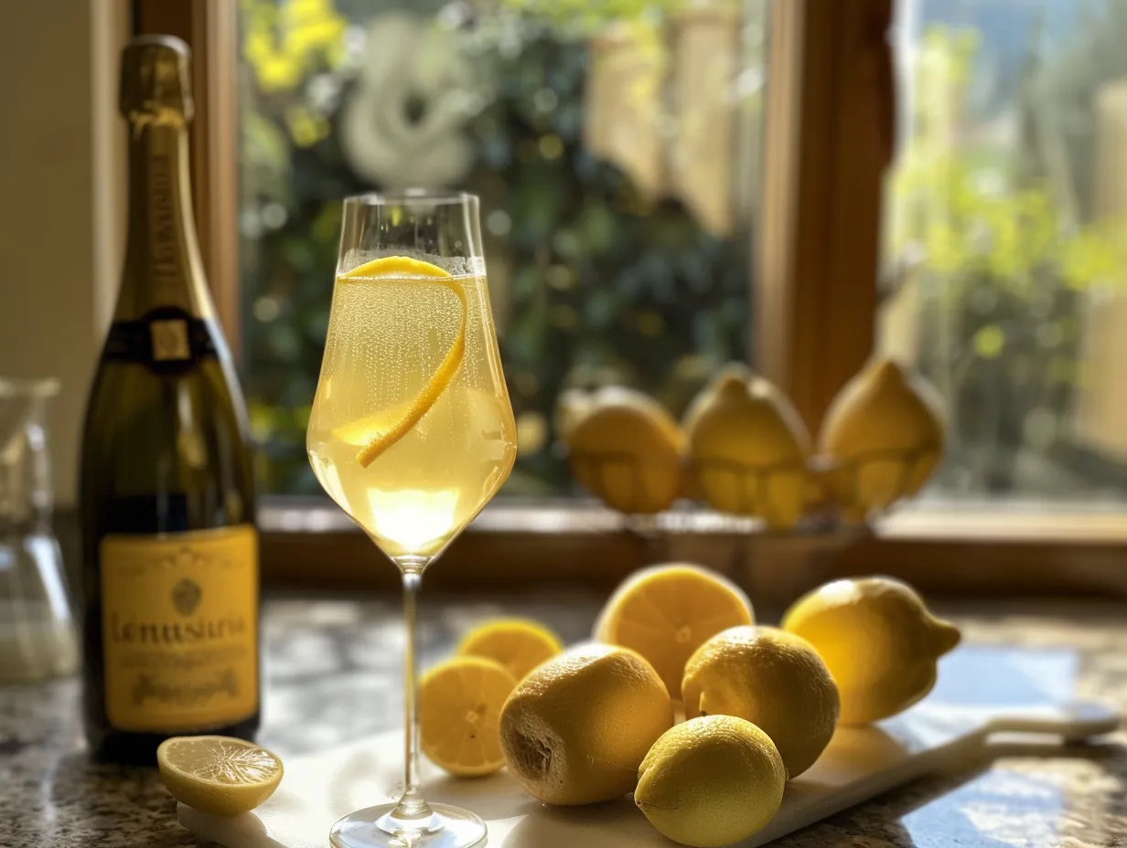 Finished limoncello spritz with prosecco