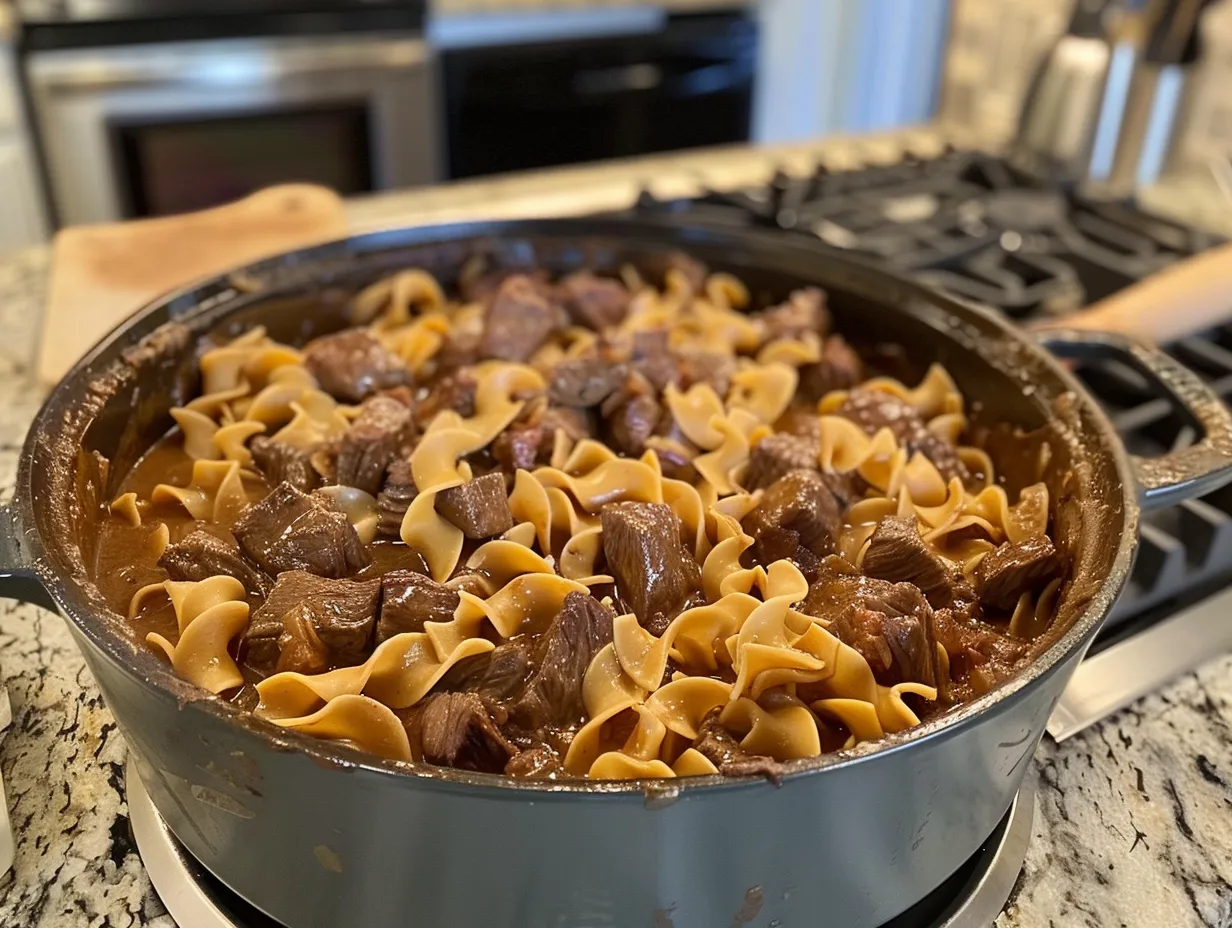 Finished Mississippi Beef and Noodles