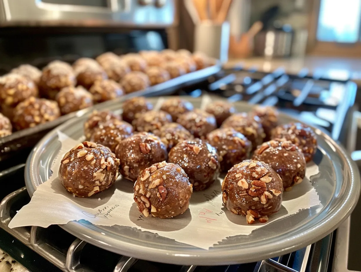 Finished no-bake pecan pie balls